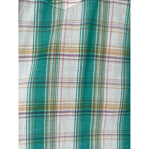 Wrangler Top Women 3X Green Collar Neck Pearl Metal Snap Plaid Western Rodeo 80s - Picture 6 of 10